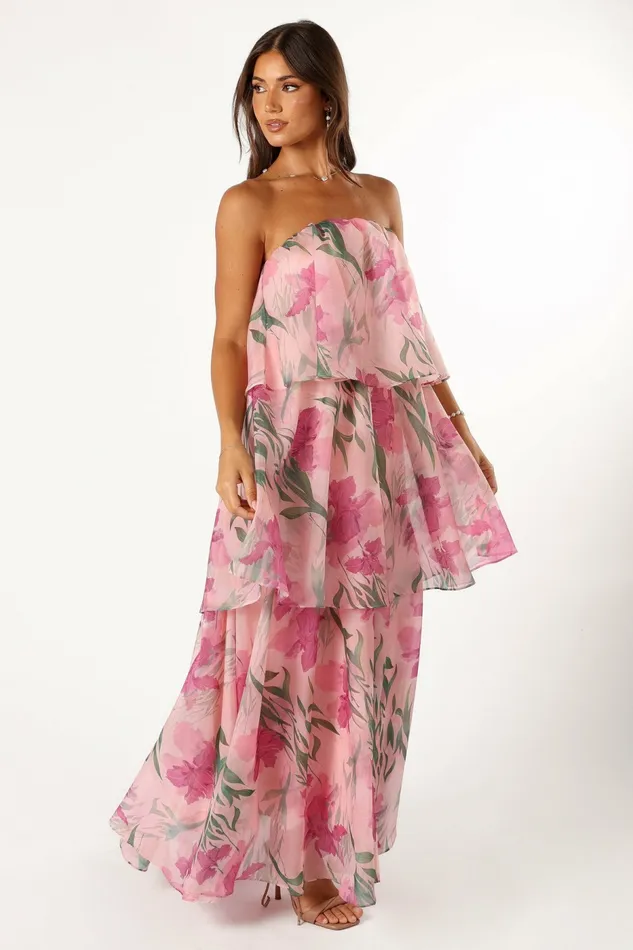 Strapless Dresses Women Petal and Pup Bloom Strapless Maxi Dress Pink Floral