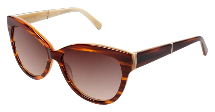 Sunglasses Women Elie Tahari Cat Eye Acetate Sunglasses Blonde Horn Cream