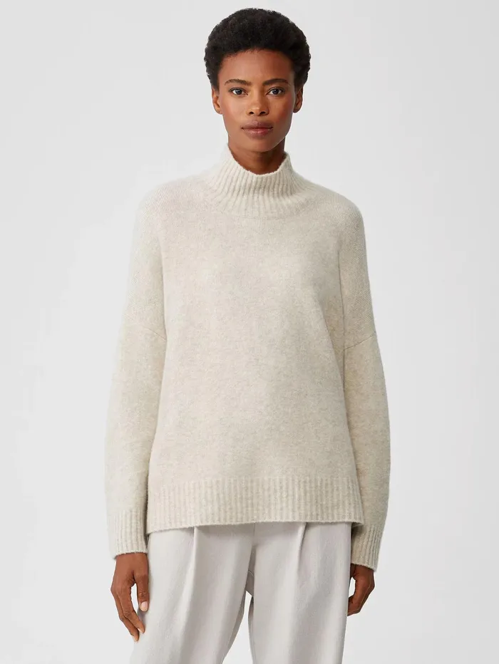 Sweaters and Cardigans Women Eileen Fisher Cashmere Silk Bliss Turtleneck BoxTop Maple Oat Sweaters and Cardigans Women Eileen Fisher Cashmere Silk Bliss Turtleneck BoxTop Maple Oat