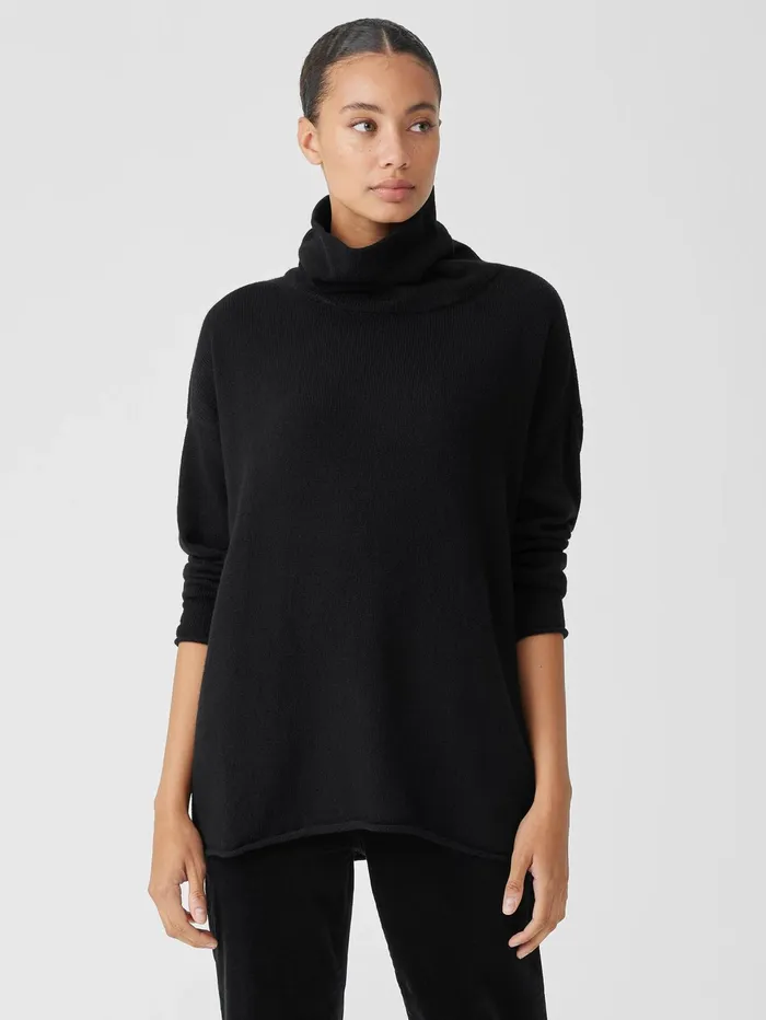Sweaters and Cardigans Women Eileen Fisher Cotton And Recycled Cashmere Turtleneck Top Black Sweaters and Cardigans Women Eileen Fisher Cotton And Recycled Cashmere Turtleneck Top Black