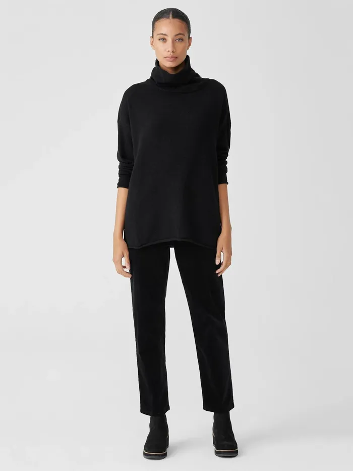 Sweaters and Cardigans Women Eileen Fisher Cotton And Recycled Cashmere Turtleneck Top Black