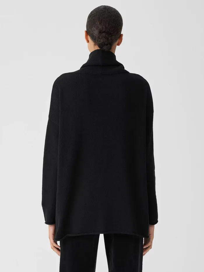 Sweaters and Cardigans Women Eileen Fisher Cotton And Recycled Cashmere Turtleneck Top Black