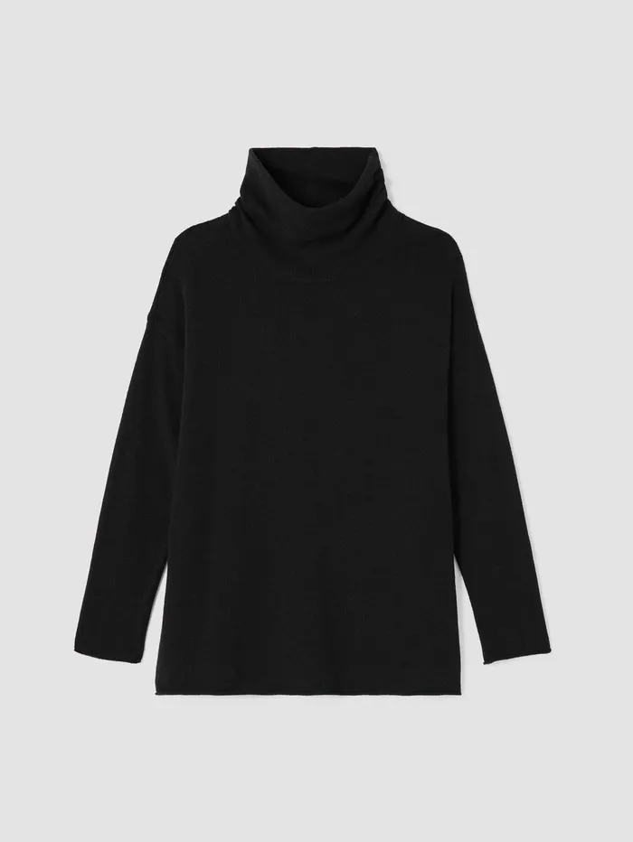 Sweaters and Cardigans Women Eileen Fisher Cotton And Recycled Cashmere Turtleneck Top Black