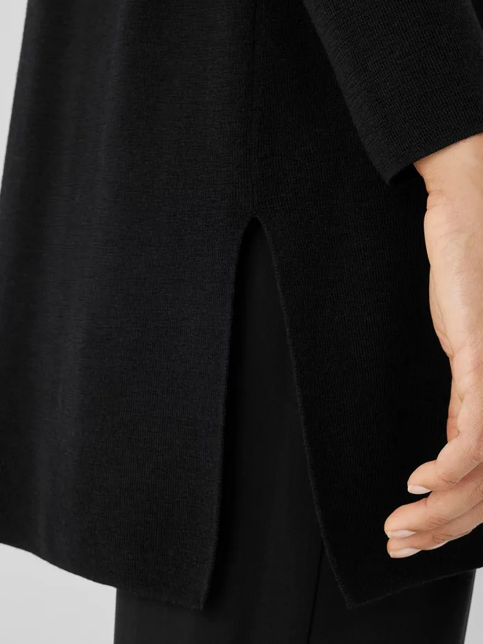 Sweaters and Cardigans Women Eileen Fisher Fine MerinoCardigan In Regenerative Wool Black