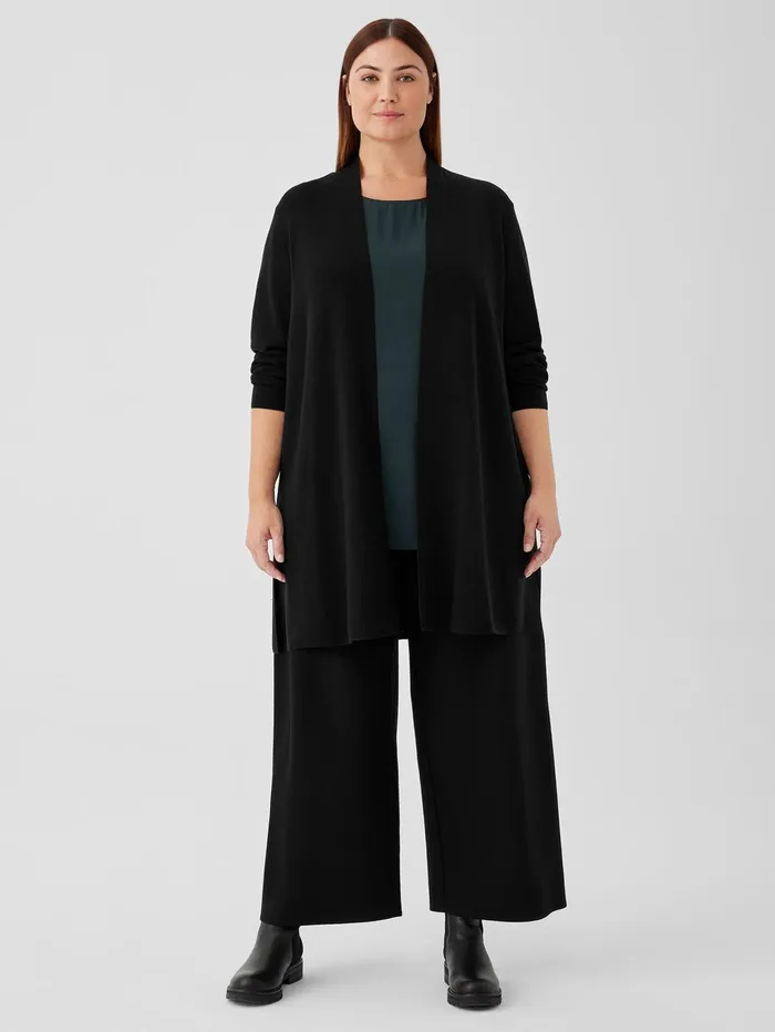 Sweaters and Cardigans Women Eileen Fisher Fine MerinoCardigan In Regenerative Wool Black