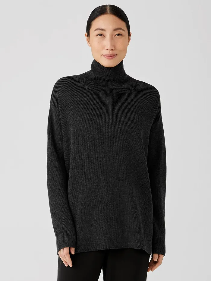 Sweaters and Cardigans Women Eileen Fisher Merino Turtleneck Top Charcoal