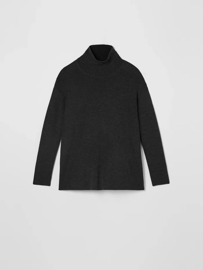 Sweaters and Cardigans Women Eileen Fisher Merino Turtleneck Top Charcoal