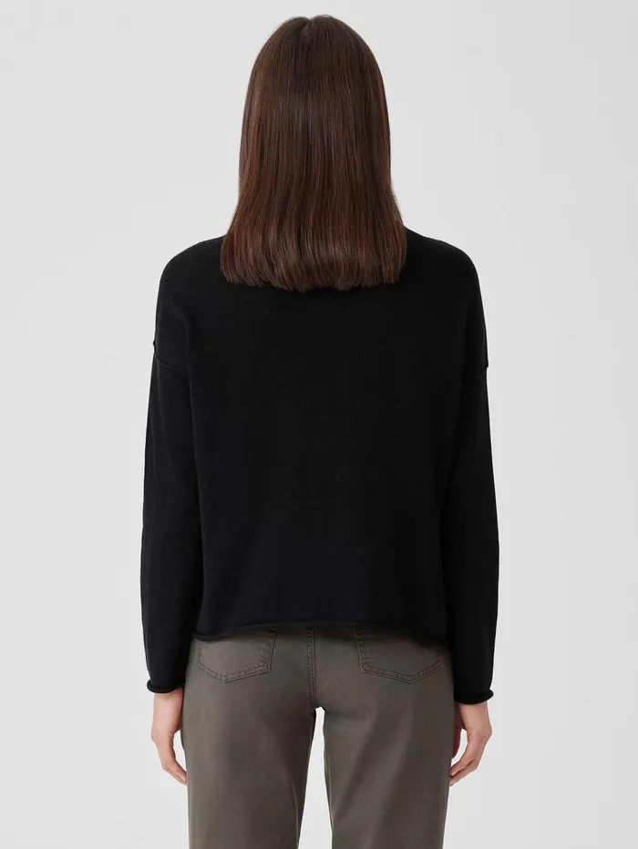 Sweaters and Cardigans Women Eileen Fisher Peruvian Cotton Blend Crew Neck Top Black