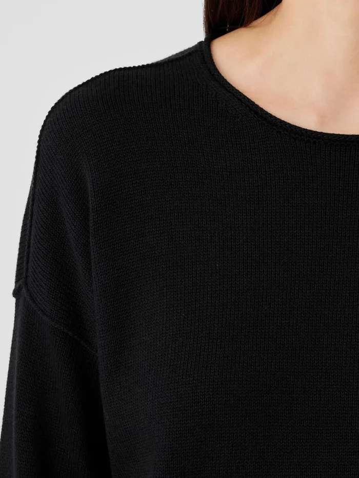 Sweaters and Cardigans Women Eileen Fisher Peruvian Cotton Blend Crew Neck Top Black