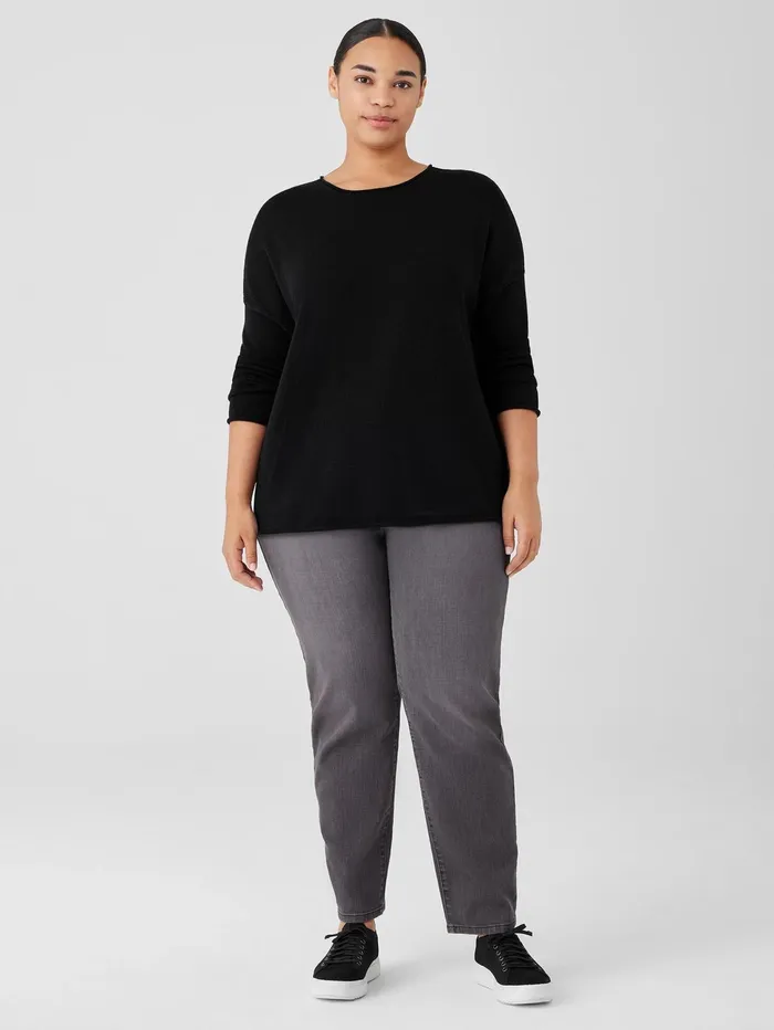 Sweaters and Cardigans Women Eileen Fisher Peruvian Cotton Blend Crew Neck Top Black