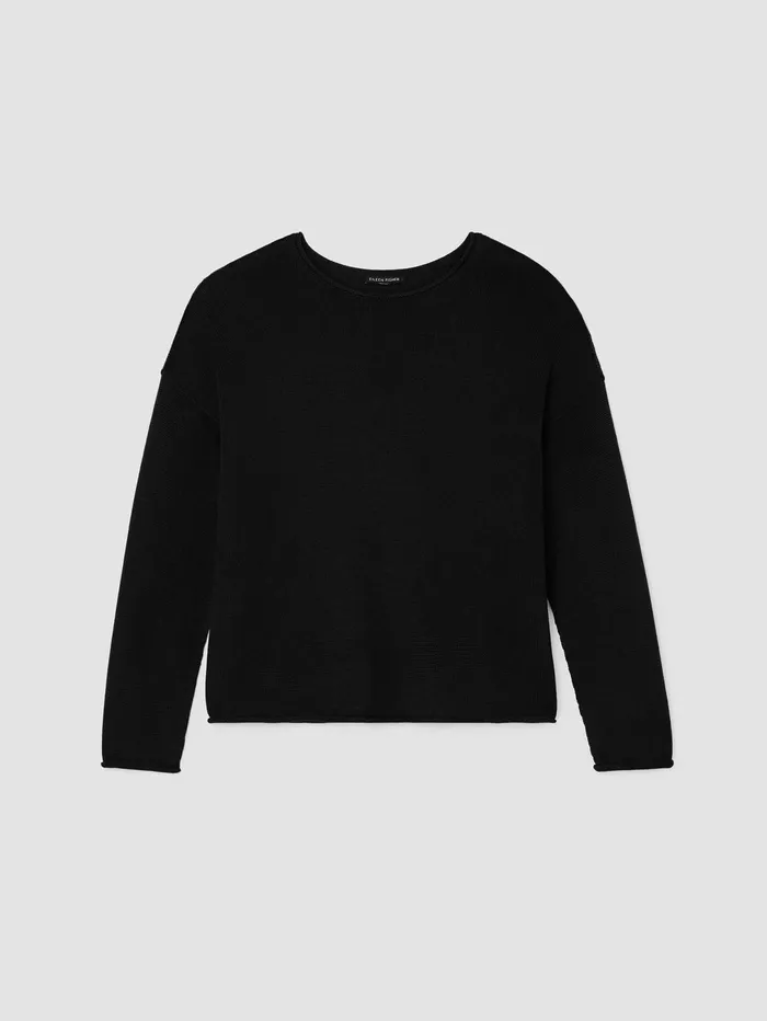 Sweaters and Cardigans Women Eileen Fisher Peruvian Cotton Blend Crew Neck Top Black