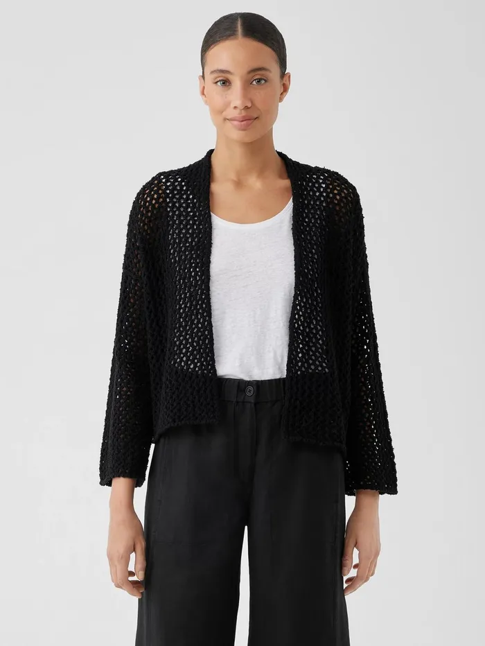 Sweaters and Cardigans Women Eileen Fisher Peruvian Organic Cotton BoucleHigh Collar Cardigan Black Sweaters and Cardigans Women Eileen Fisher Peruvian Organic Cotton BoucleHigh Collar Cardigan Black