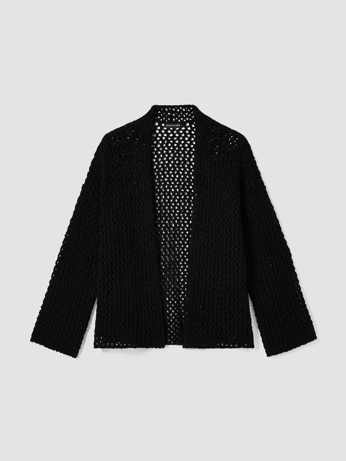 Sweaters and Cardigans Women Eileen Fisher Peruvian Organic Cotton BoucleHigh Collar Cardigan Black