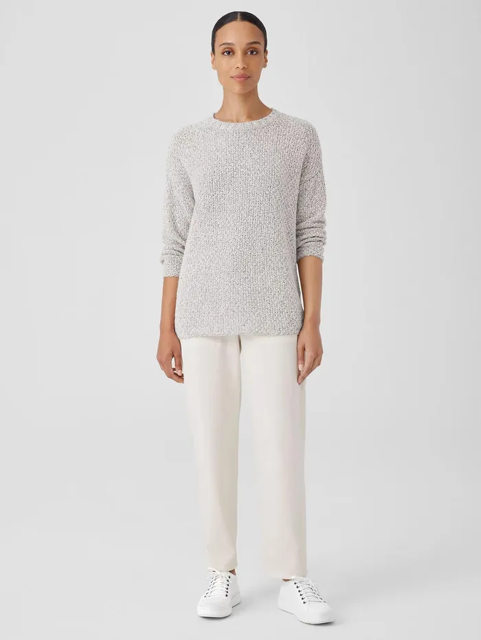 Sweaters and Cardigans Women Eileen Fisher Peruvian Organic Cotton Crimp Crew Neck Long Top Sea Salt