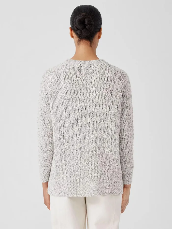 Sweaters and Cardigans Women Eileen Fisher Peruvian Organic Cotton Crimp Crew Neck Long Top Sea Salt