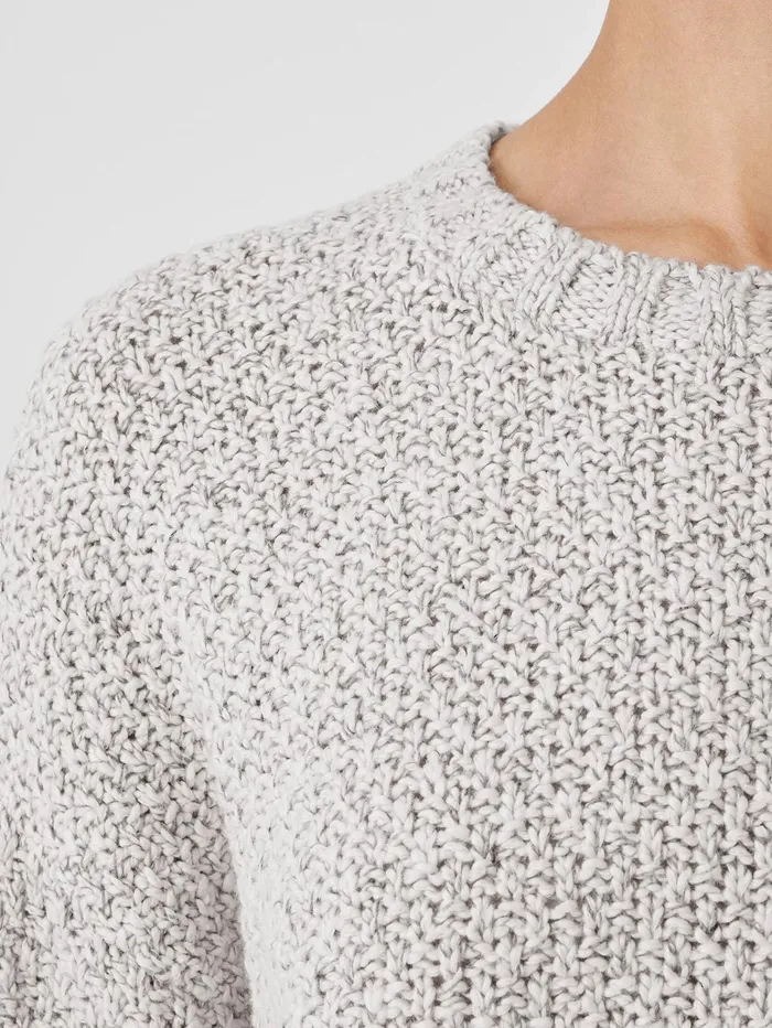 Sweaters and Cardigans Women Eileen Fisher Peruvian Organic Cotton Crimp Crew Neck Long Top Sea Salt