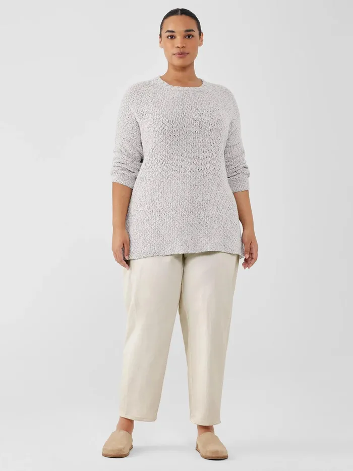 Sweaters and Cardigans Women Eileen Fisher Peruvian Organic Cotton Crimp Crew Neck Long Top Sea Salt