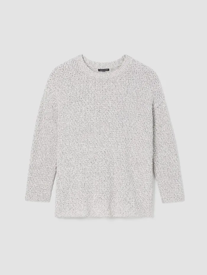Sweaters and Cardigans Women Eileen Fisher Peruvian Organic Cotton Crimp Crew Neck Long Top Sea Salt