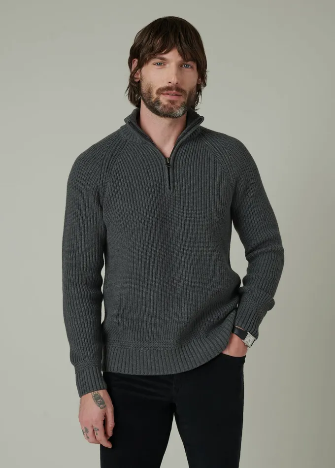Sweaters Hoodies Men Joe8217s Jeans ARCHIE QUARTER ZIP SWEATER Charcoal