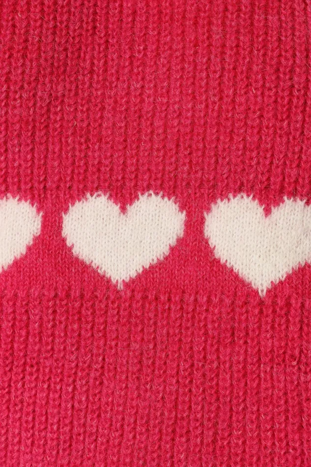 Sweaters Petal and Pup Women Dakotah Heart Stripe Knit Sweater Fuchsia White