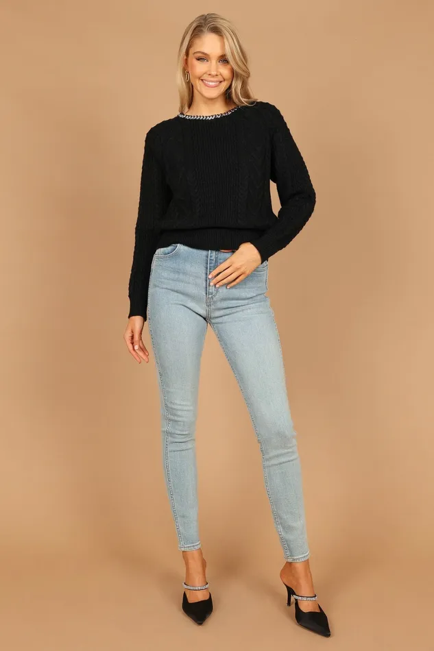 Sweaters Petal and Pup Women Liv Chain Detail Knit Sweater Black