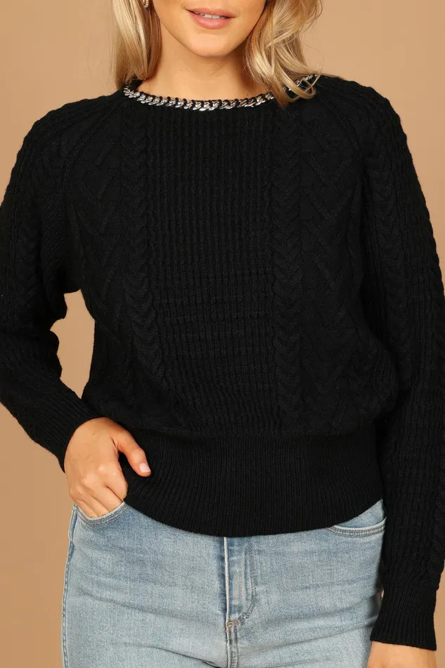 Sweaters Petal and Pup Women Liv Chain Detail Knit Sweater Black
