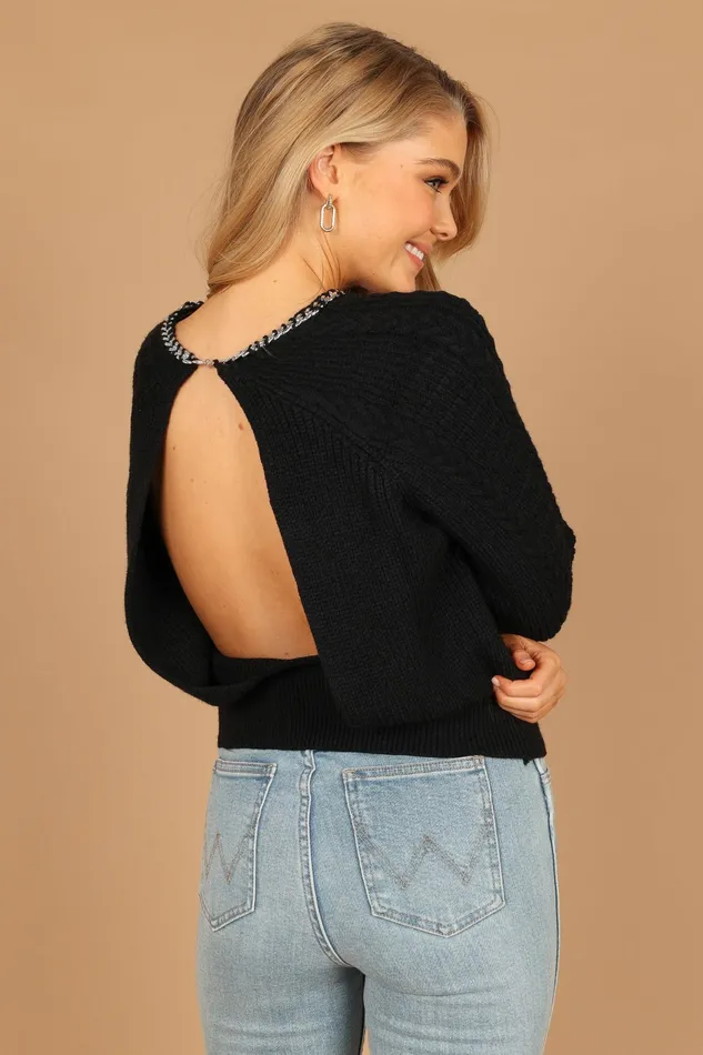 Sweaters Petal and Pup Women Liv Chain Detail Knit Sweater Black