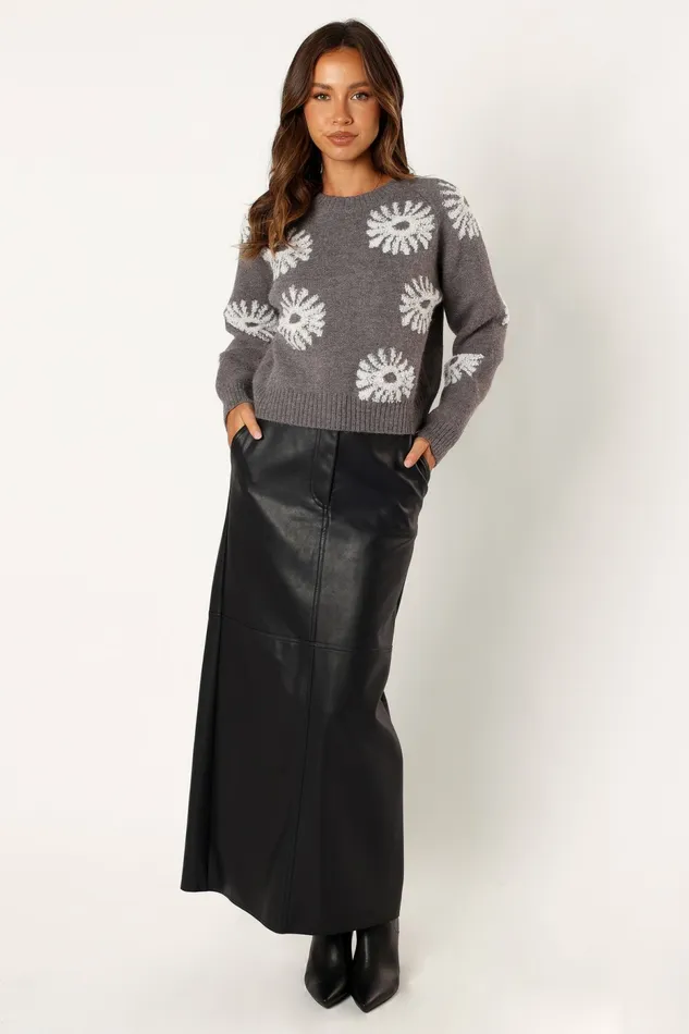 Sweaters Women Chandler Knit Sweater Grey White Petal and Pup