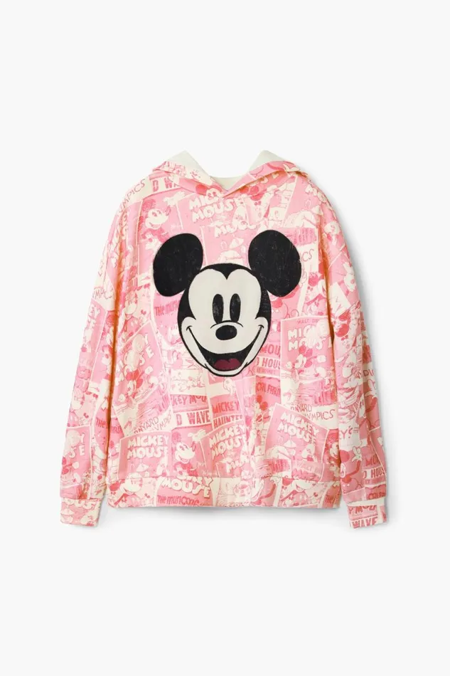 Sweaters Women Desigual Mickey Mouse Hoodie With Drawstring Red