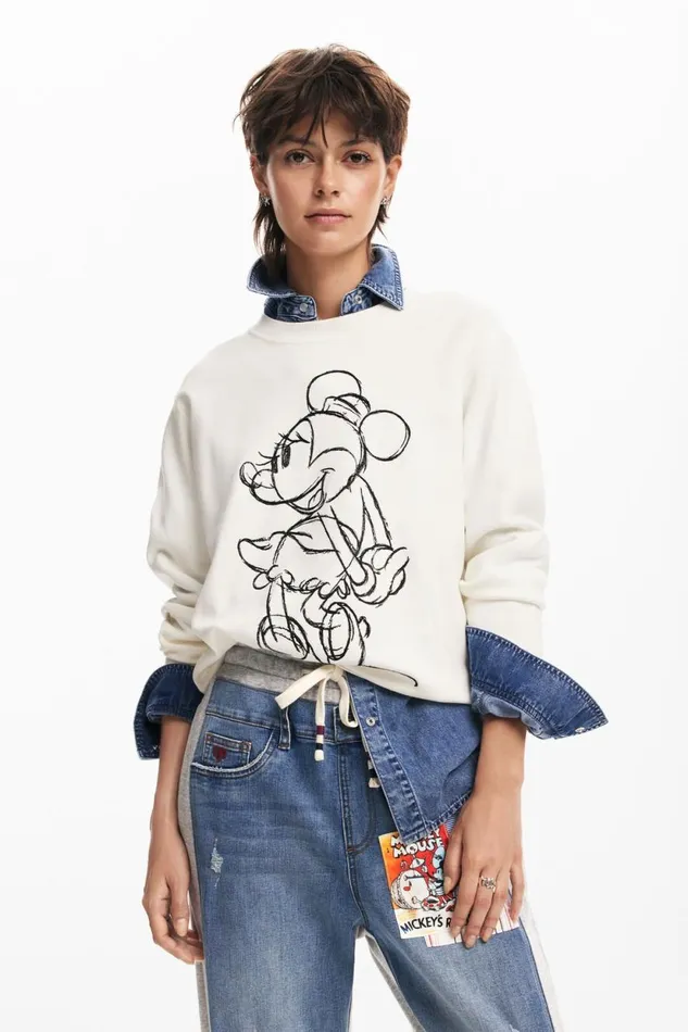 Sweaters Women Desigual Minnie Mouse Sweater White