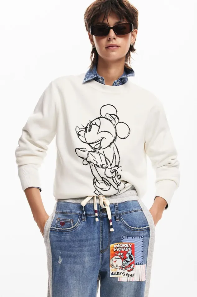 Sweaters Women Desigual Minnie Mouse Sweater White