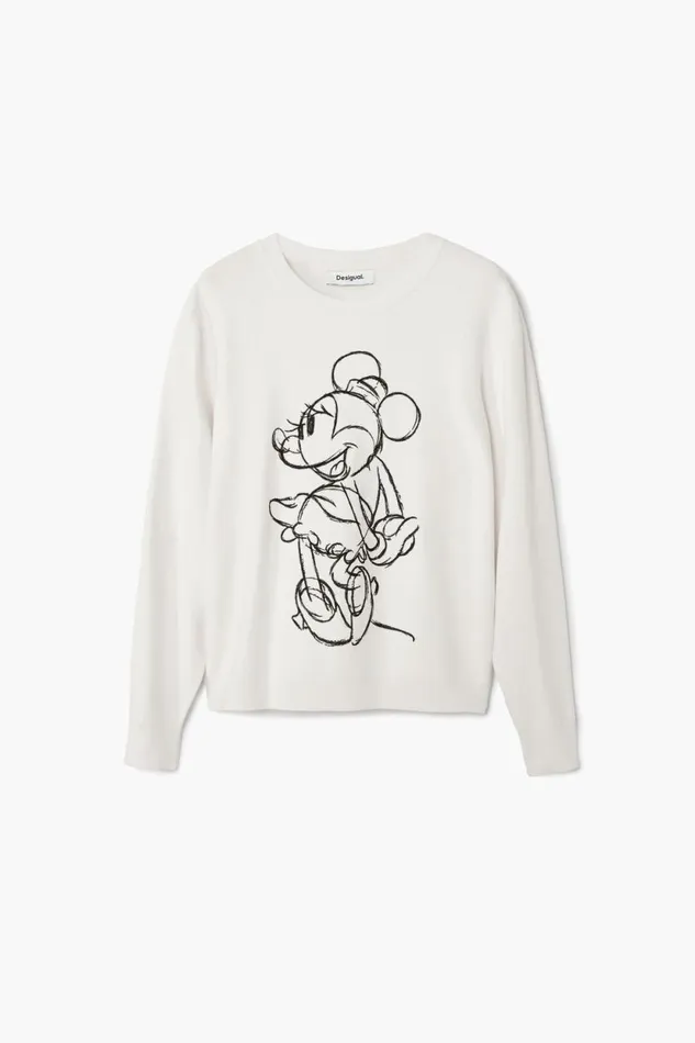 Sweaters Women Desigual Minnie Mouse Sweater White