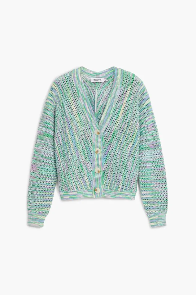 Sweaters Women Desigual Multicolored Printed Cardigan Materialfinishes