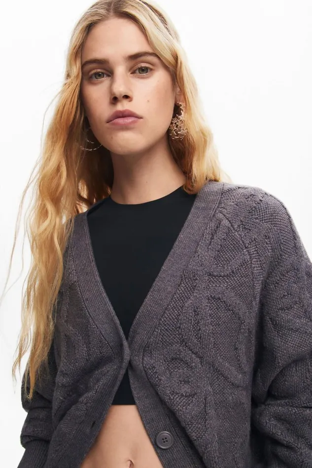 Sweaters Women Desigual Oversized Knit Cardigan Black
