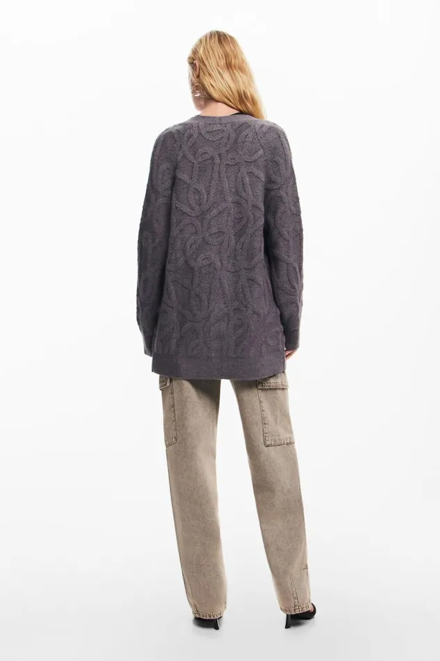Sweaters Women Desigual Oversized Knit Cardigan Black