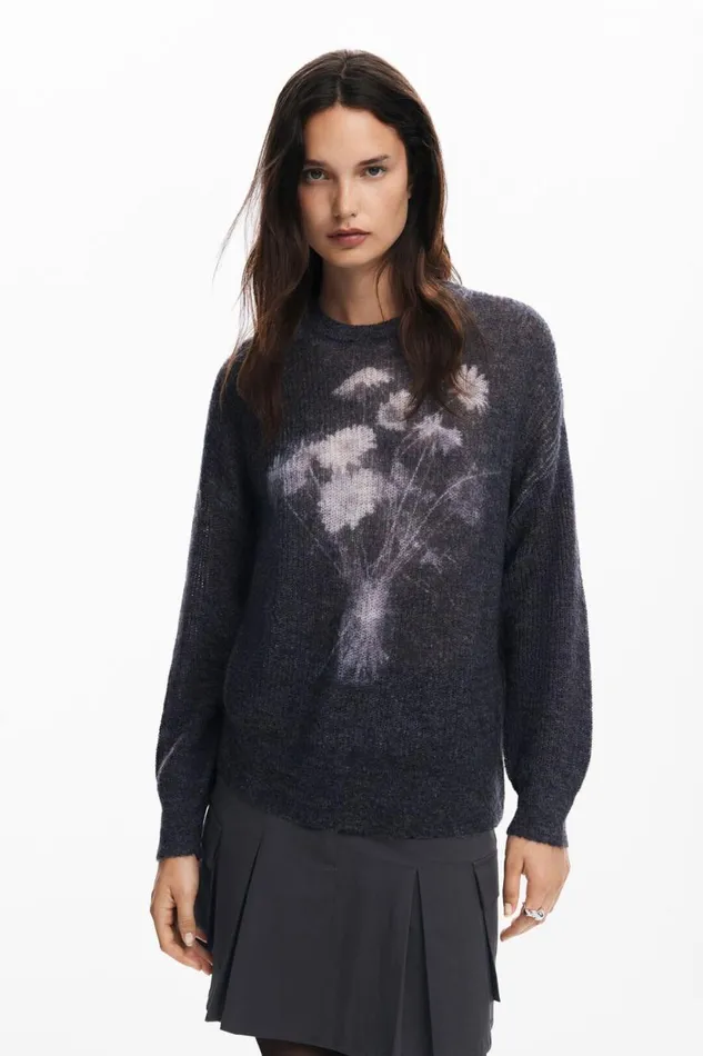 Sweaters Women Desigual Ribbed Vase Sweater Black