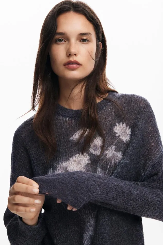 Sweaters Women Desigual Ribbed Vase Sweater Black