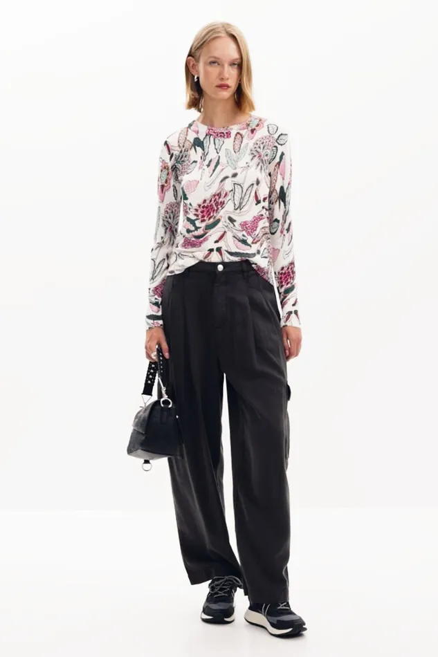 Sweaters Women Desigual Sweater With Floral Details White