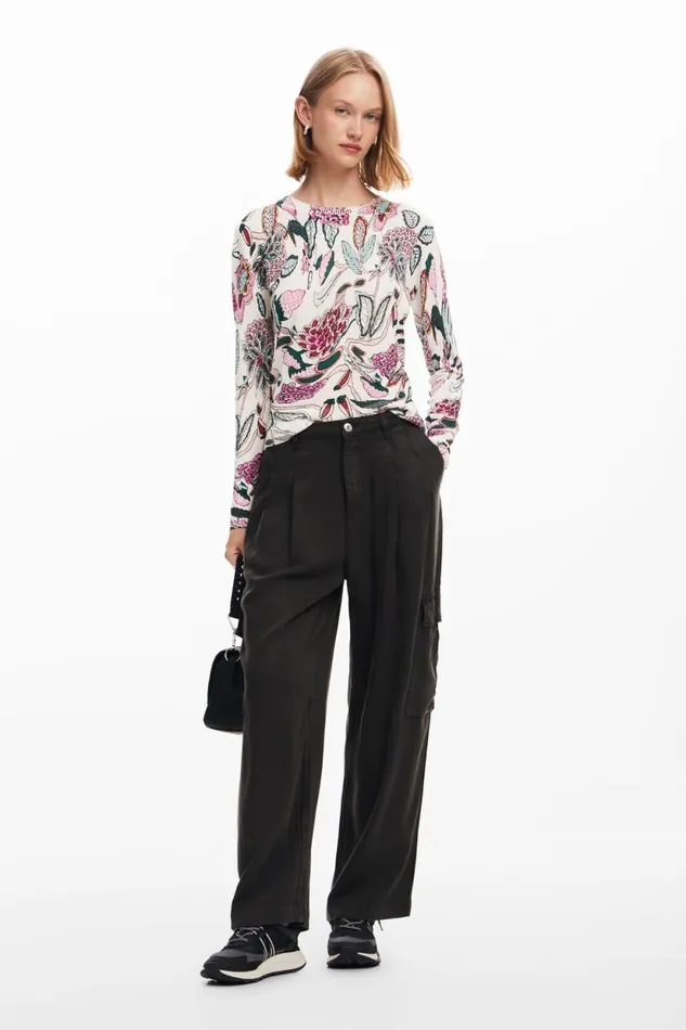 Sweaters Women Desigual Sweater With Floral Details White