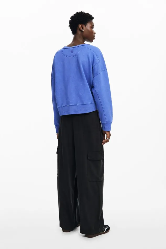 Sweaters Women Desigual Washed Effect Sweatshirt Blue