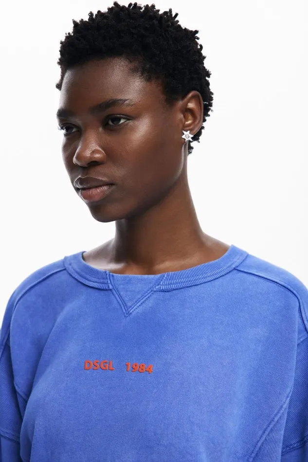 Sweaters Women Desigual Washed Effect Sweatshirt Blue