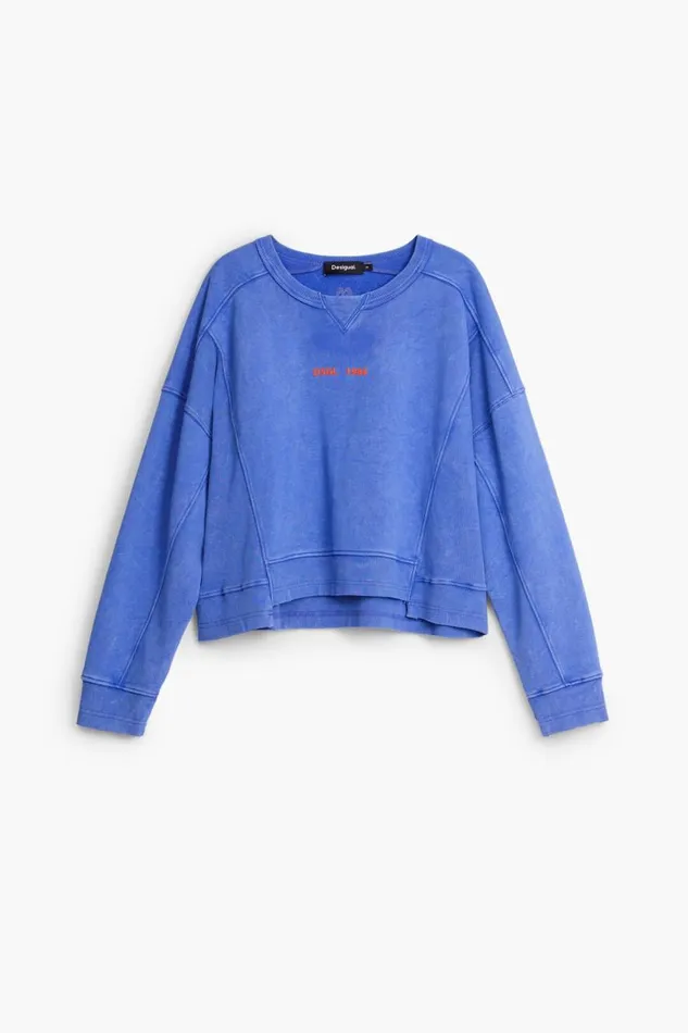 Sweaters Women Desigual Washed Effect Sweatshirt Blue