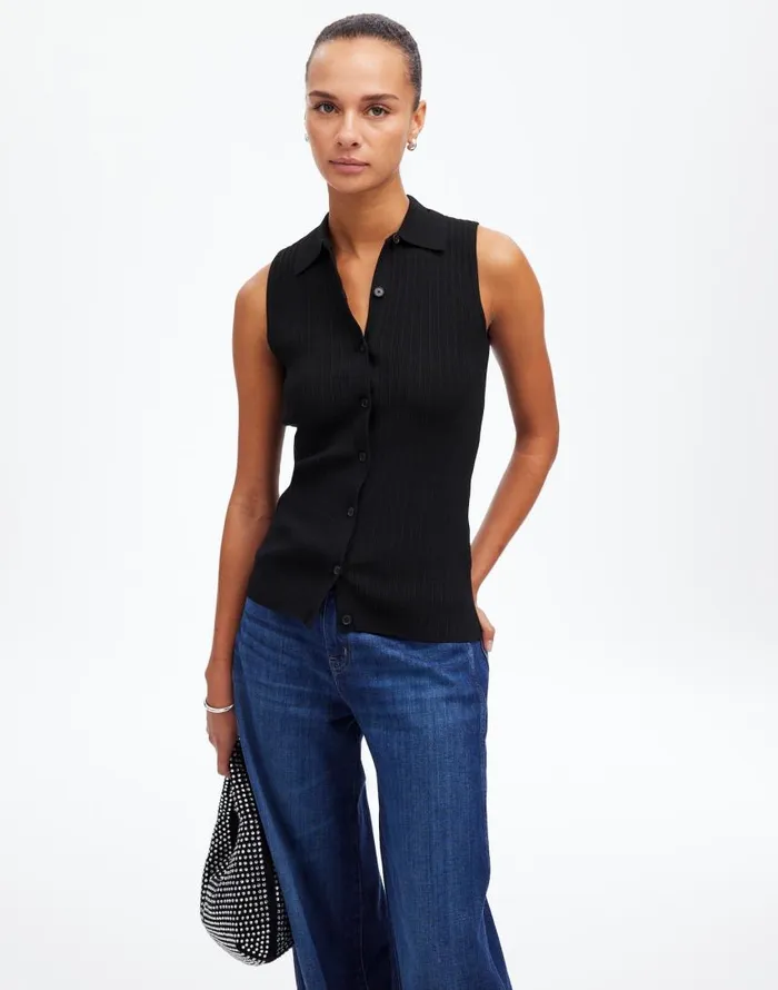 Sweaters Women Madewell The Signature Knit ButtonFront Vest Abyss