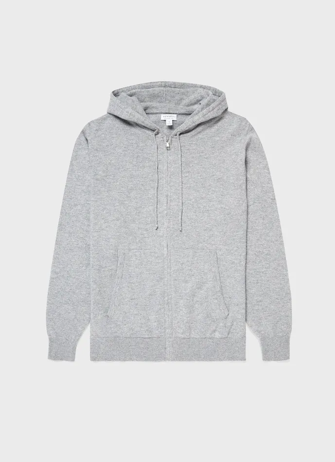 Sweatshirts and Sweatpants Cashmere Zip Hoodie Grey Melange ussunspel Men