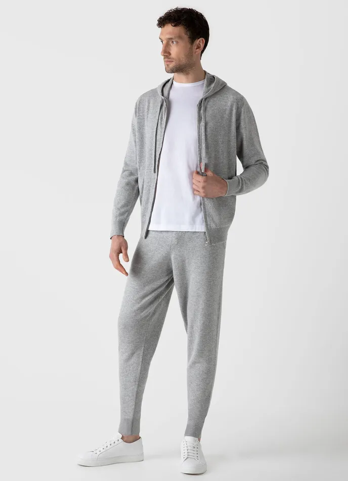 Sweatshirts and Sweatpants Cashmere Zip Hoodie Grey Melange ussunspel Men Sweatshirts and Sweatpants Cashmere Zip Hoodie Grey Melange ussunspel Men