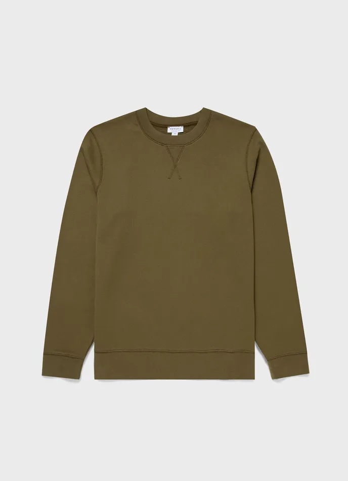Sweatshirts and Sweatpants Men Loopback Sweatshirt Olive Green ussunspel