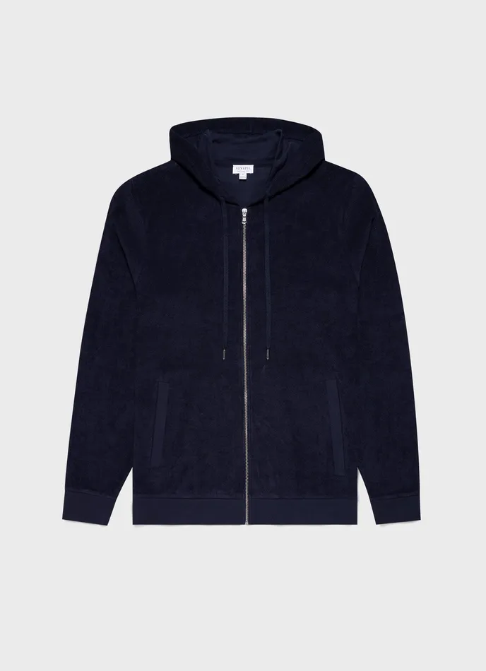 Sweatshirts and Sweatpants Towelling Hoodie Navy 8211 ussunspel Men