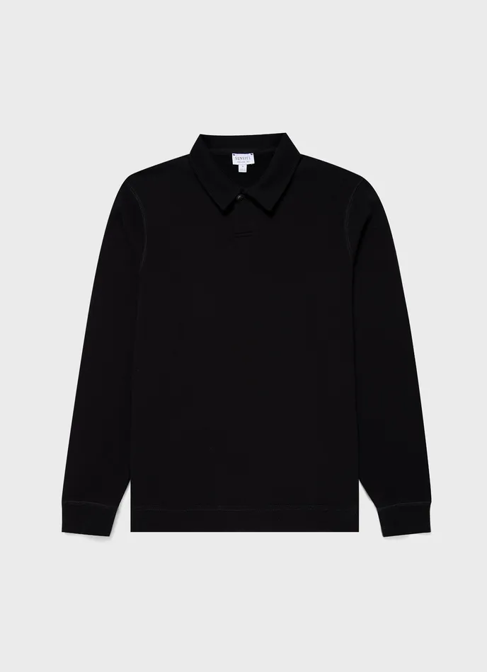 Sweatshirts and Sweatpants ussunspel Men Loopback Polo Sweatshirt Black