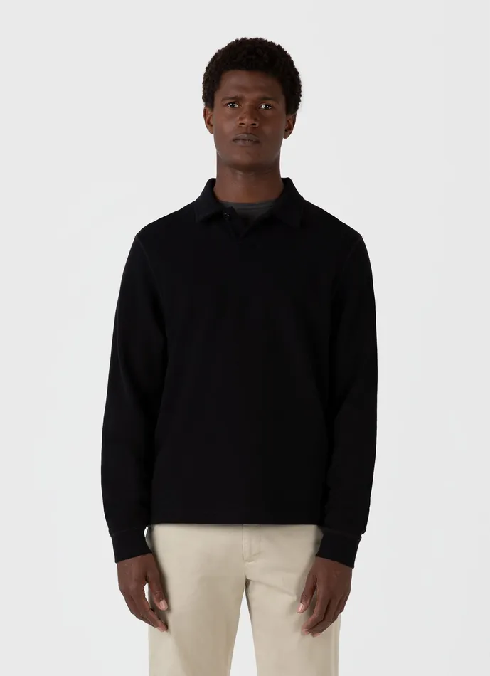 Sweatshirts and Sweatpants ussunspel Men Loopback Polo Sweatshirt Black Sweatshirts and Sweatpants ussunspel Men Loopback Polo Sweatshirt Black