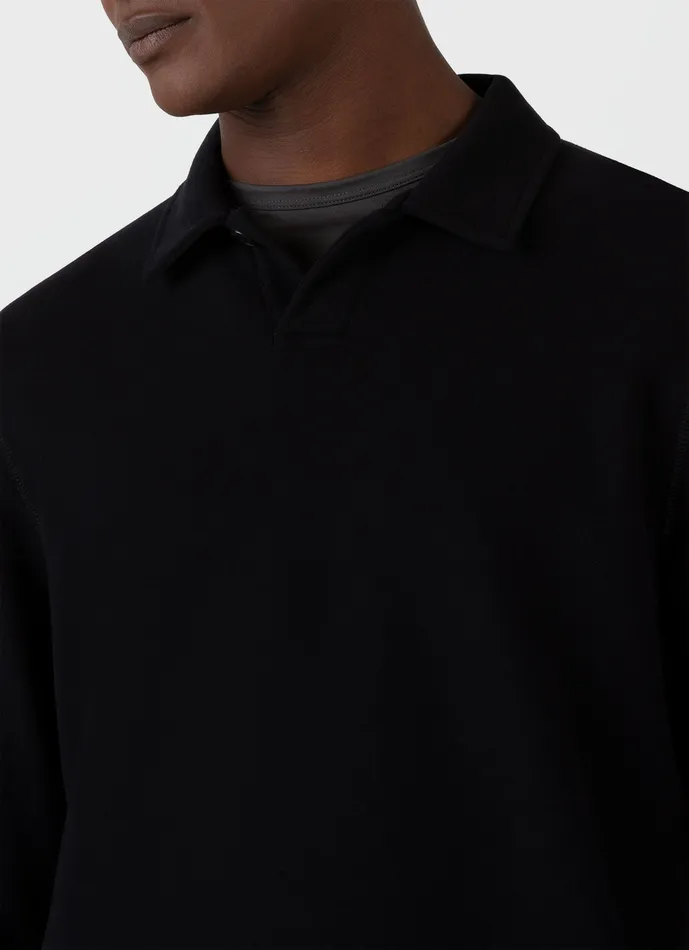 Sweatshirts and Sweatpants ussunspel Men Loopback Polo Sweatshirt Black Sweatshirts and Sweatpants ussunspel Men Loopback Polo Sweatshirt Black